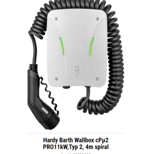Hardy Barth Wallbox cPµ2 PRO11kW,Typ 2, 4m spiral