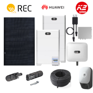 PV Anlage 3 kWp mit Speicher | REC Module + Huawei 3 kW Wechselrichter 3-Phasig + Huawei Speicher + Montagematerial