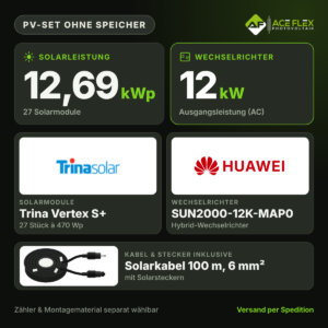12,69 kWp PV-Set ohne Speicher – 27x Trina Vertex S+ 470 Wp + Huawei SUN2000-12K-MAP0