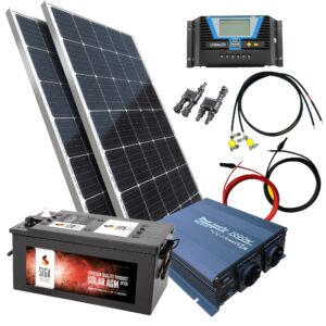 300W Solar Inselanlage 12V mit 150Ah AGM Batterie 1000W Inverter