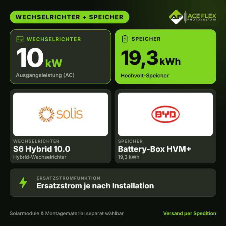 Solis S6 HYBRID 10.0 + BYD 19.3 (HVM+) mit Ersatzstrom