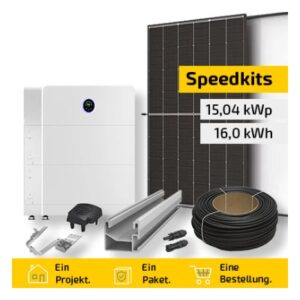 PV-Anlage mit Speicher 15,04 kWp + 16,0 kWh – 32× Trina Vertex S+ 470 Wp + GoodWe GW15K-ETA-G20, Komplettset Ziegeldach