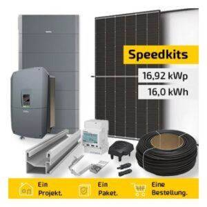 PV-Anlage mit Speicher 16,92 kWp + 16,0 kWh – 36× Trina Vertex S+ 470 Wp + KOSTAL PLENTICORE L G3, Komplettset Ziegeldach