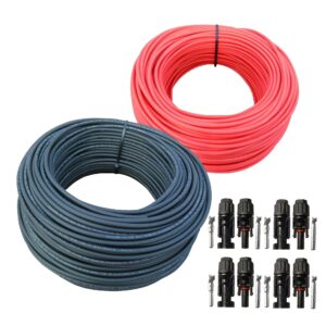Solarkabel 80 Meter (Paar) 6mm² schwarz rot mit 4 Paar Solarstecker