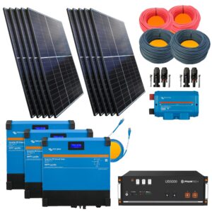 8000Watt Victron Hybrid Set Dreiphasig 19,2kWh Lithium Speicher Flachdach