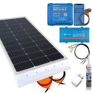130 Watt Wohnmobil Set mit Victron 75/10 & 500W Smart Spannungswandler schwarz